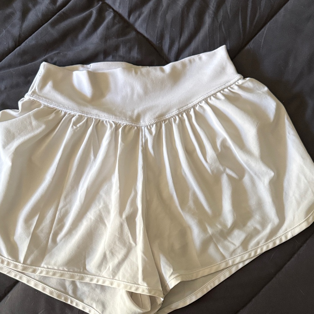 Women's White High-Waisted Shorts